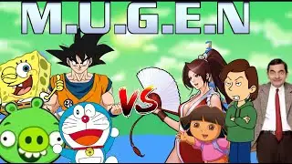 MUGEN Battle 216: Doraemon, Minion Pig, SpongeBob, Goku vs Mr.Bean, Boris Anderson, Mai, Dora