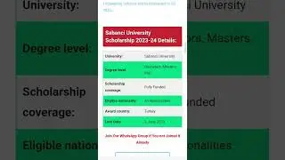 Sabanci University Scholarship for BS, MS & PhD 