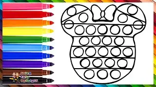 Drawing And Coloring A Rainbow Minnie Mouse POP IT Fidget ⚫🎀⚫🔴🟠🟡🟢🔵🟣🌈 Drawings For Kids