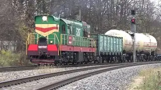 Тепловоз ЧМЭ3-5207,со сборным поездом следует в порт Рига