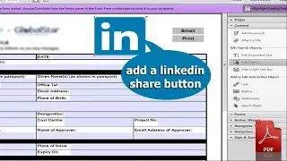 How to add a linkedin share button to PDF document by using Adobe Acrobat Pro
