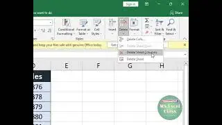 Delete Tool Use in MS Excel 2007, 2010, 2013, 2016, 2019, 2021, 2023 Edition