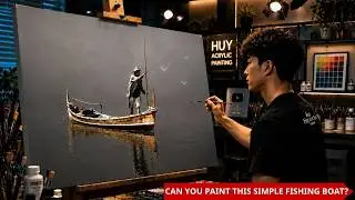 😱 Is This Really Acrylic? | Easy Fishing Boat Painting for Beginners | 