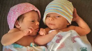 Witness newborn twins’ secret language… or is it? What do you think? #twodaysold #newborntwins