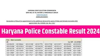 Haryana Police Constable Result 2024 | How to Check Haryana Police Result 2024 | Police Result 2024