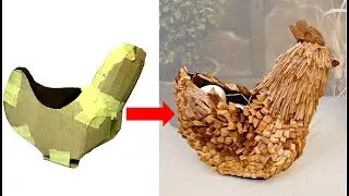 MAKE a HEN | Cardboard & Wood Chips | DIY kitchen Decor Ideas