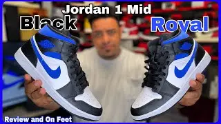 Jordan 1 Mid Black, White, Royal Blue - Review and On Feet 💙