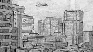 How To Draw A Cyberpunk Cityscape In Perspective - Narrated Tutorial