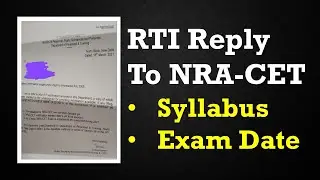 RTI Reply To NRA-CET 2021....Syllabus/Notification Date/Exam Date