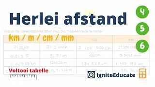 Herlei afstand en lengte in 'n tabel (km / m / cm / mm)
