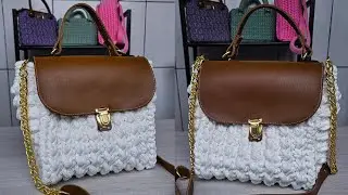 UM LUXO ESSA BOLSA DE CROCHE COM PONTOS FACEIS E ELEGANTE - BOLSA DE CROCHE COM FIO DE MALHA