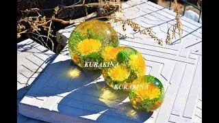 Шары с растениями и насекомыми. Пресс- папье с одуванчиками. Авторское стекло Юлии Куракиной.