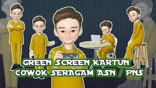 Animasi Kartun Green screen cowok seragam ASN atau PNS