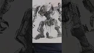 drawing a mech. #architecturalsketching #sketch #sketching #art #characterdesign #doodling