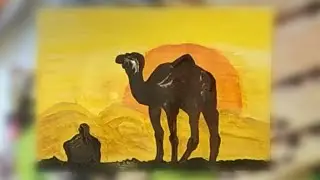 Как нарисовать верблюда с помощью трафарета. 