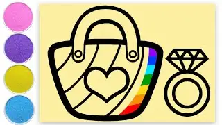 Sand Painting coloring Rainbow Handbag and Diamond Ring for kids and toddlers❤️Easy Drawing