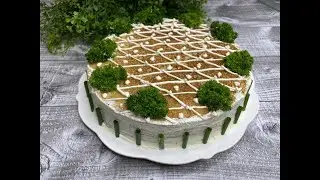 Закусочный Блинный Торт с Курицей и Грибами