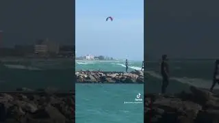 Kitesurfing during a storm in Florida
