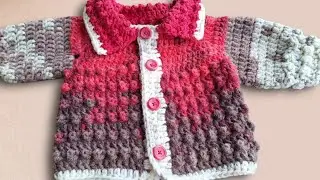 Sevimli hırka( minik palto)1 yaş popcorn pıtırcık yapımı çok kolay bebek çocuk hırkası.🥰