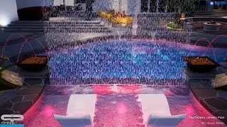 Monument Swimming Pool Layout & Design | Wet Edge | Swim-Up Bar | Rain Shower | Fire Bowl | Koi Pond