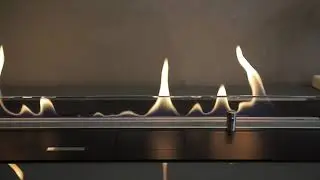 Биокамин встроенный в мебельную консоль в зоне отдыха (Planika Primefire)