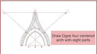 Draw Ogee four centered arch with eight parts