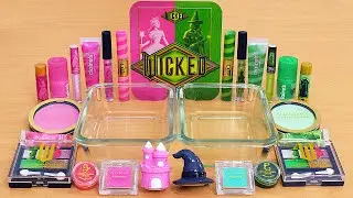 Wicked Glinda vs Elphaba - Pink vs Green - Mixing Makeup Eyeshadow Into Slime ASMR