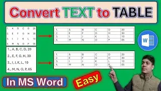 How to Convert TEXT to TABLE in MS Word. With Easy and Simple Method.
