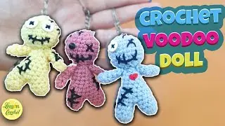 How to Crochet voodoo doll Keychain | Halloween Crochet Tutorials | Lemon Crochet🍋