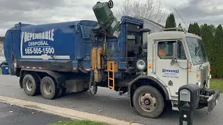 Revving Dependable Disposal Peterbilt Split Labrie Automizer Side Loader Garbage Truck