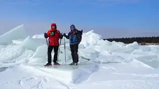 4k Нордические конькобежцы, торосы и разный лед на Стирсудденских банках