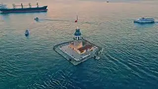 DRONE İLE KIZ KULESİ VE GEMİLER TEK PLANDA