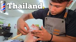 💈$1 YOUNG DUM BARBER CAN SHAVE! (ASMR) Sriracha, Thailand 🇹🇭