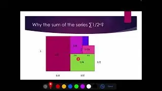 Visual proofs video 1 ( why the sum of the geometric series 1/2+ 1/2^2+1/2^3+………… is 1)?