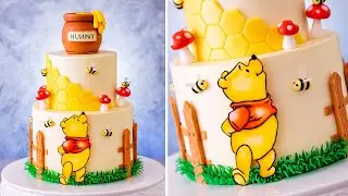 Winnie the Pooh Cake - Hand painted Characters on Fondant