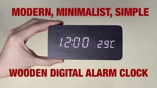 (2024) Wooden Minimalist LED Digital Alarm Clock Set Up Tutorial | Voice Control Light Adjustable