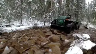 НА КАРАКАТЕ ВЕЗДЕХОДЕ В ЗИМНИЙ ЛЕС// УСТАНОВКА КУЛЁМОК НАЖИМНОГО ТИПА НА КУНИЦУ.