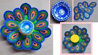 DIY Peacock Diya stand| Diwali Diya stand making at home| Diwali Diya stand Decoration idea