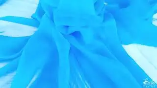 Voal creponat bright blue Muselina