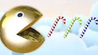 Learn Colors Compilation with PACMAN Watermelon and 3D candies for Kid children