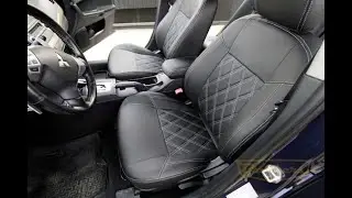 Чехлы на сидения  Mitsubishi Lancer из эко-кожи, с ромбами