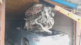 Toyota Chaser JZX 90 Воcстановление Чайзер 11 серия. Снял мотор гидравлическим краном. Чайзер JZX 90