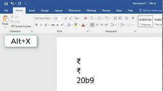 How to type rupee symbol in ms word