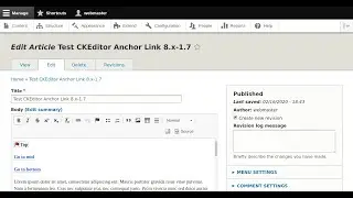Test CKEditor Anchor Link 8.x-1.7 with Drupal 8.8.2