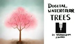 how to paint Sakura Cherry Blossom Tree in watercolor using tayasui sketches on iPad
