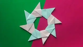 Оригами круглая Восьмиконечная звёздочка ниндзя // Origami round eight-pointed ninja star