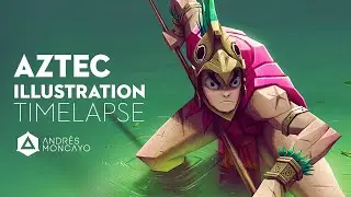 Aztec warrior - Time lapse Illustration