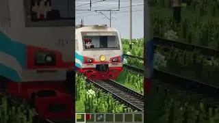 ДТ1 едет через жд переезд #train #майнкрафт #railway #поезд