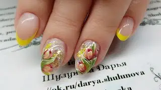 Весенний дизайн ногтей. Тюльпаны на ногтях.