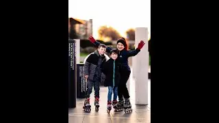 Milton Keynes Street Photography | Family skating at golden hour 